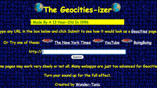 Geocities-izer Transports Websites To the Halcyon Days of 1996